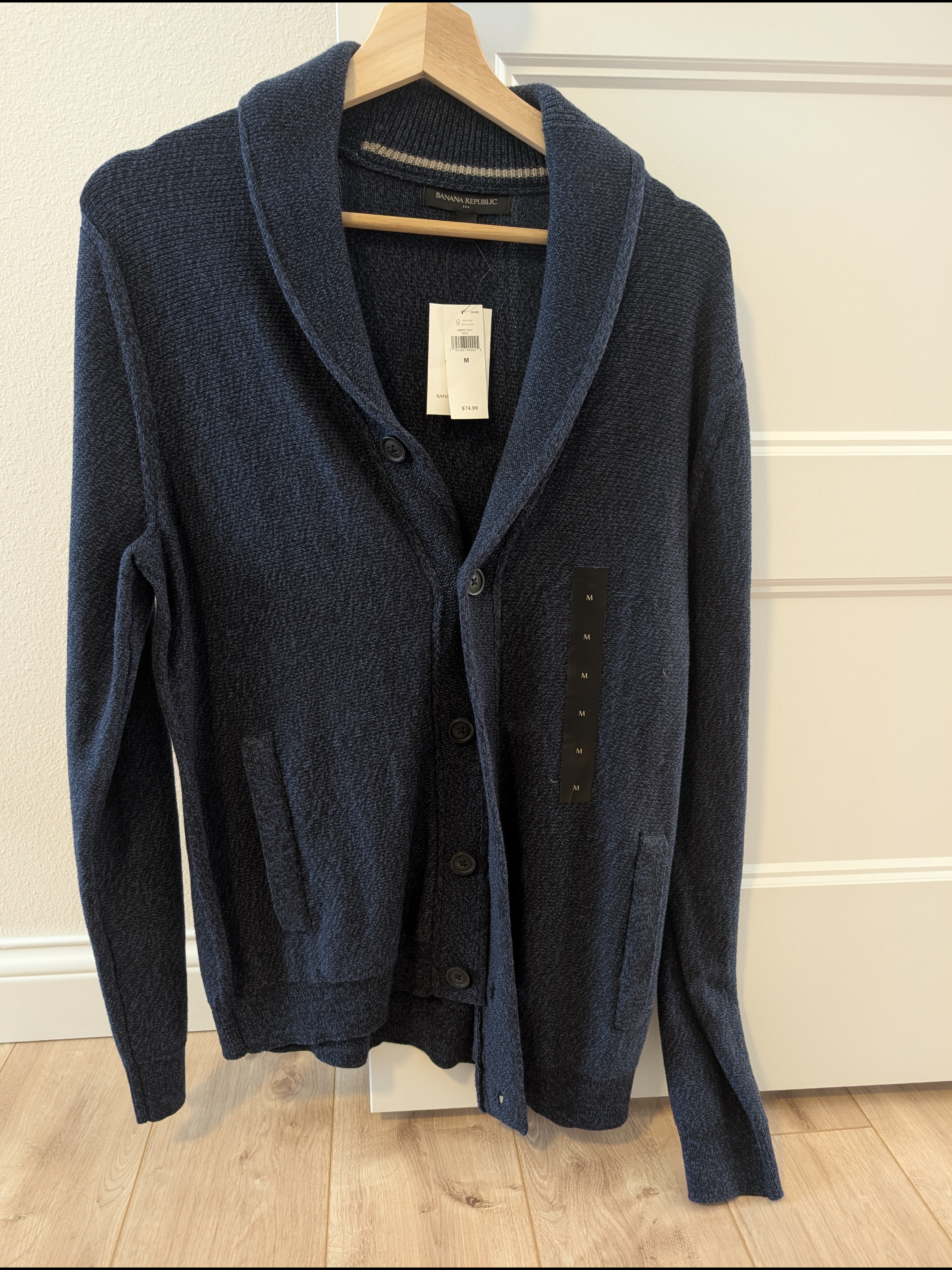 Banana Republic Men's Dark Navy Shawl-Collar Button Cardigan
